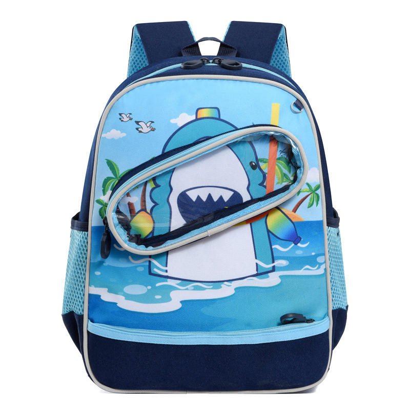2024 New Girls' Fashion Cartoon Print School Backpack Primary School Nylon Cloth with Oxford Fabric for Boys