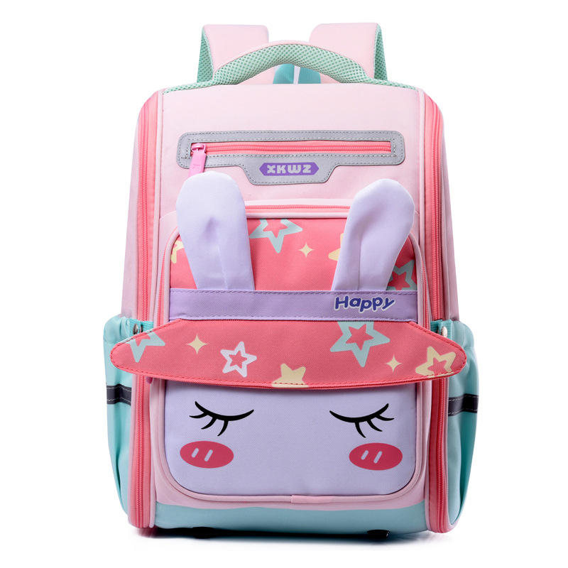 New Primary School Student Backpack Cartoon Full-open Boy Dinosaur Lightweight Spine Protector Girl Rabbit Ears Backpack