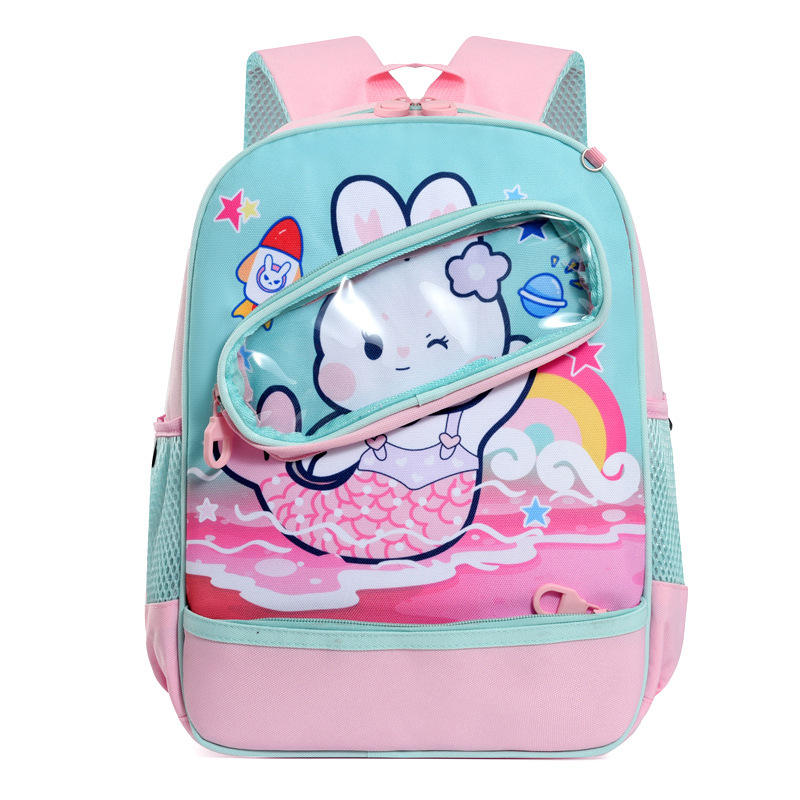 2024 New Girls' Fashion Cartoon Print School Backpack Primary School Nylon Cloth with Oxford Fabric for Boys