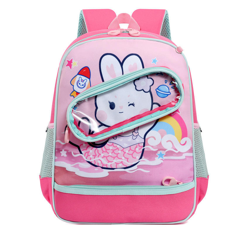 2024 New Girls' Fashion Cartoon Print School Backpack Primary School Nylon Cloth with Oxford Fabric for Boys