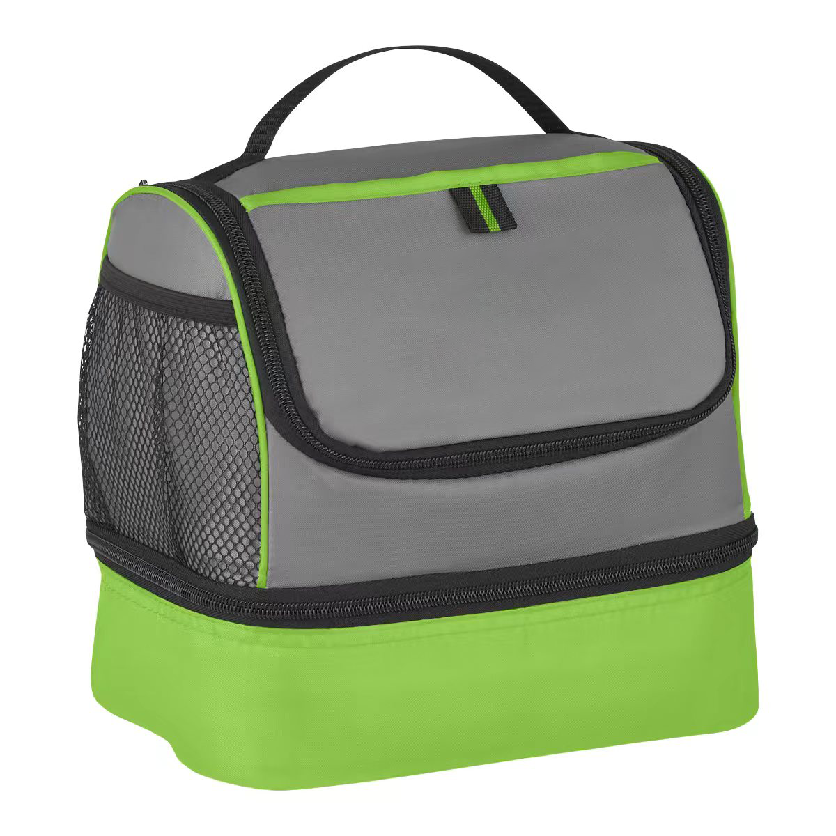 Dual Compartment Insulated Lunch Bag with Zipper Closure Polyester & PEVA Lining for Takeaway and Picnic Use