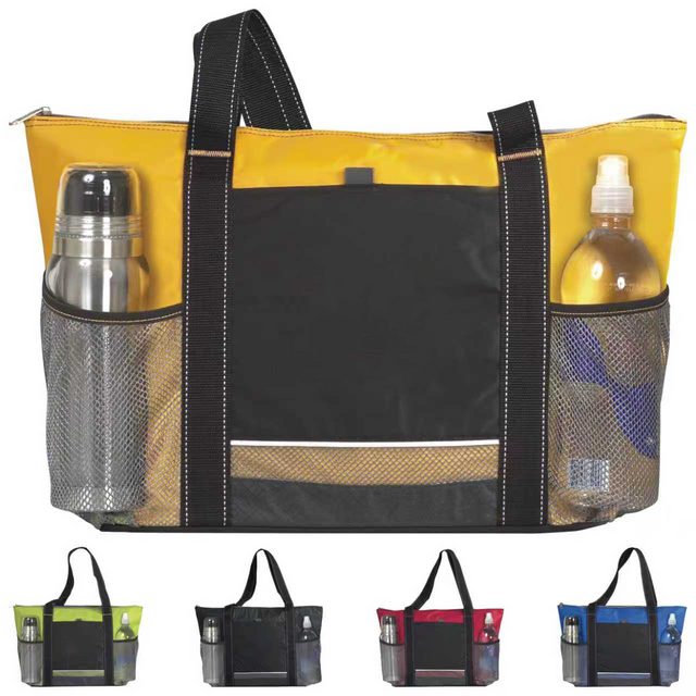 Insulated Polyester Cooler Tote Bag with Zipper Closure for Food Storage & Travel